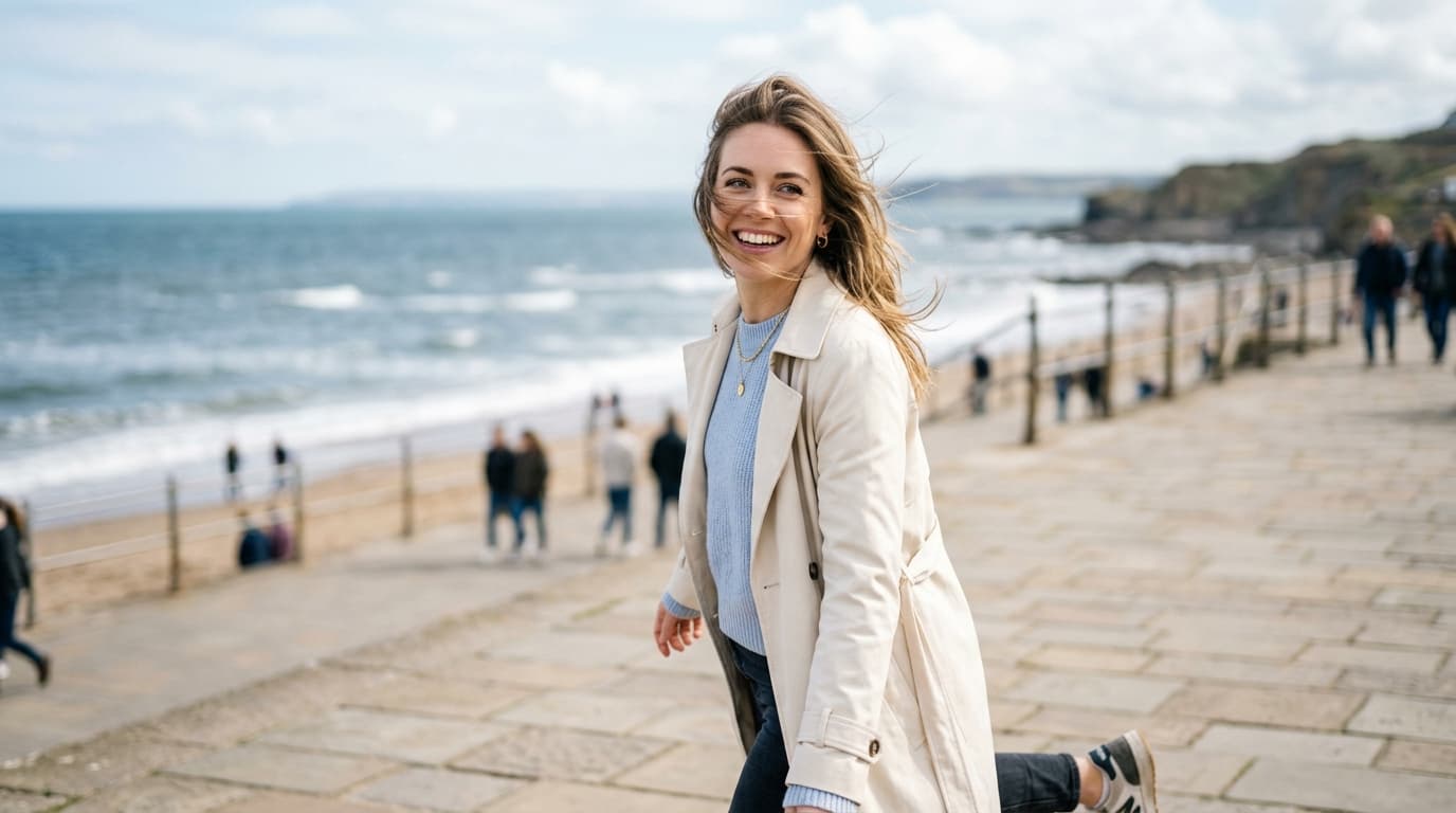A woman by the sea